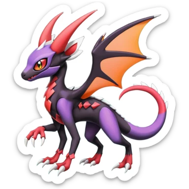 Colorful Cool Badass  Meloetta-Noibat-Noivern-Salandit-Guilmon-Darkrai-Pokémon-Fakémon-fusion-hybrid-creature sticker