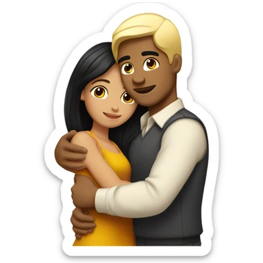 Latino Man black hair hugging blonde girl  sticker
