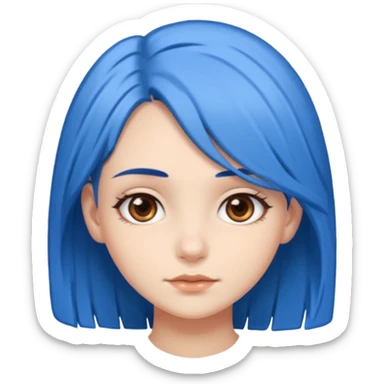 Brown eyes blue hair girl sticker
