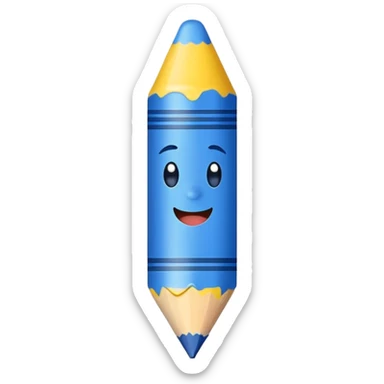 Blue crayon with a cute happy face sticker