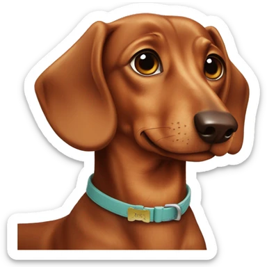 Brown dachshund with a name collar says “Bruno” sticker