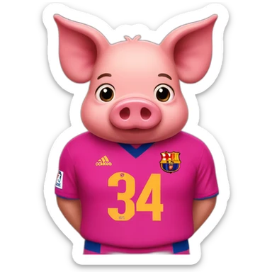 pig, barcelona jersey, fat sticker