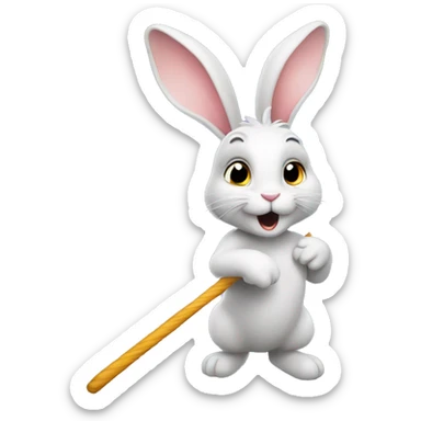 a rabbit with a magic wand sticker