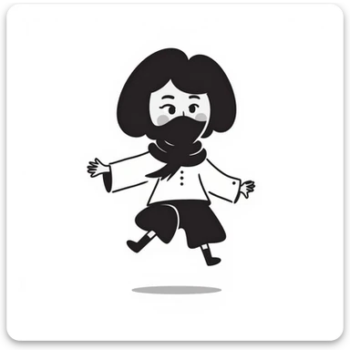 female ninja in a hand drawn doodle style, playful expression sticker