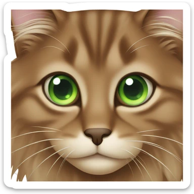 long-haired brown cat with green eyes sticker
