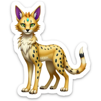 Epic Edgy Colorful ethereal eldritch Sergal-Serval-Fionbri full body sticker