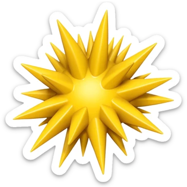 Compact iOS‑style 3D emoji: plain jagged burst (10 spikes), bright yellow, smooth shading, thin darker edge; no characters or pictograms sticker