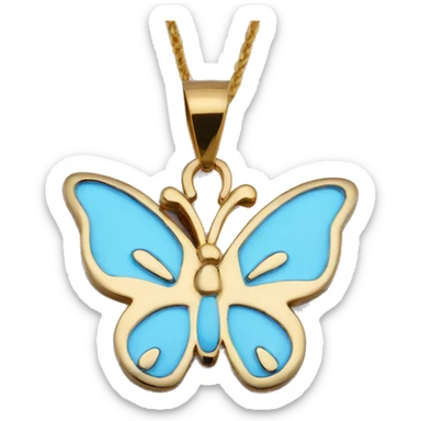 Baby blue chrome butterfly pendant  sticker