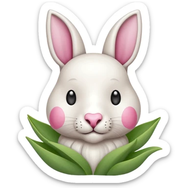 Un cordero lindo teniendo un tulipán rosa sticker