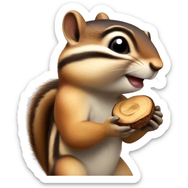 a cute chipmunk with a wallnut on its hand sticker