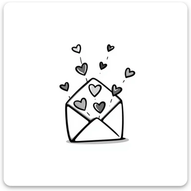 hand drawn doodle envelope with hearts and playful lines sticker