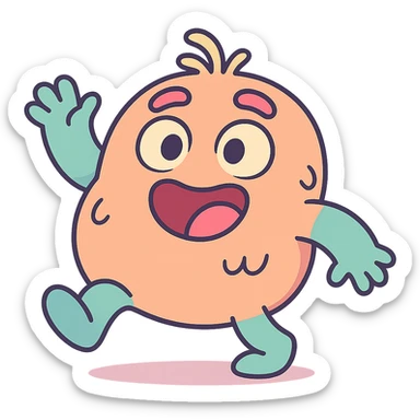 adorable gibberling character, round body, pastel colors, playful pose sticker