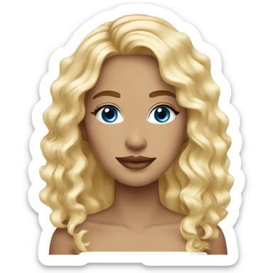 Blonde with blue eyes wavy hair long layered jewelry sticker