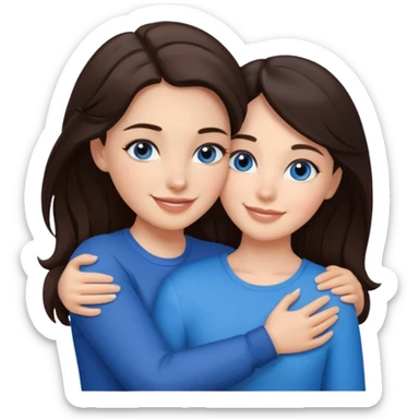 Brunet z ciemnymi oczami przytulający się do brunetki z niebieskimi oczami sticker