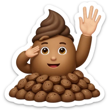 Poop with a hand salute sticker