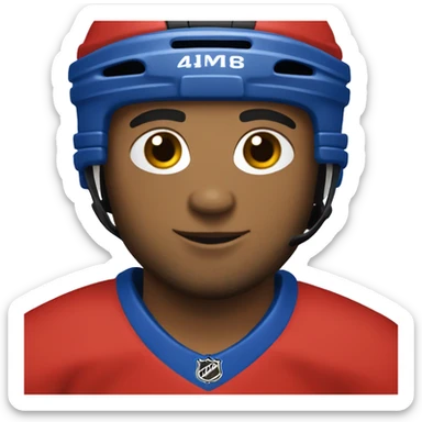 hockey player wearing blue and red jersey sticker