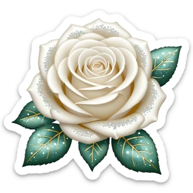 Glitter White Roses sticker
