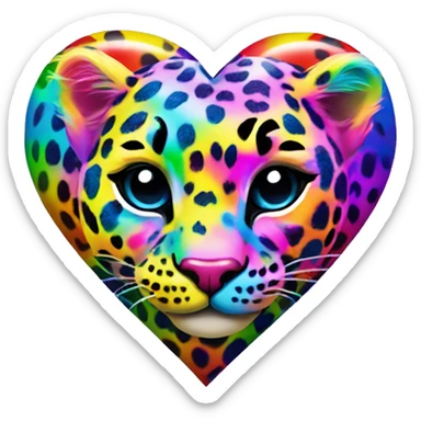 lisa frank rainbow leopard print heart sticker