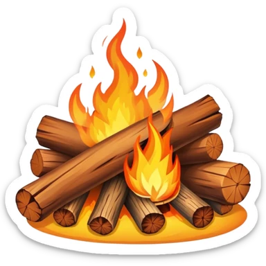 warm glowing campfire with logs and flames sticker