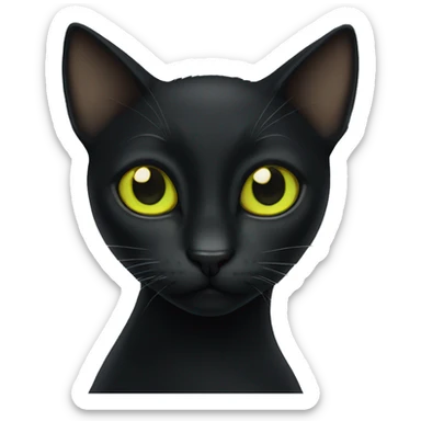 Black slender cat with yellow-green eyes sticker