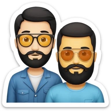 Van u make 2 cool young emojis with shades side by side, both have faded hair, one of them should also have faded beard. Beneath the faded beared emoji should have the initials WQ and the other PJ. black hair and beard sticker