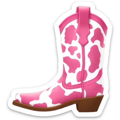 Pink and white cow print cowgirl boots sticker