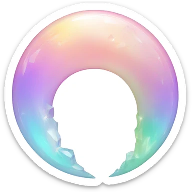 Pastel iridescent rainbow crystal crescent circle sticker