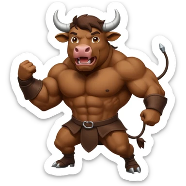 Generate a crazy bull sticker