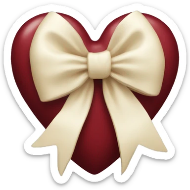 Dark red heart with cream bow sticker