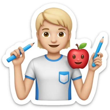 A 3D emoji with a apple Memoji style that the depicts a person who is learning to become a fashion designer as her highchool extended profile. She is young in a highschool age. She has items that are familiar with this job in the field. She is smiling normally sticker
