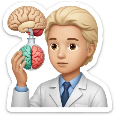 cientista estudando o cérebro sticker