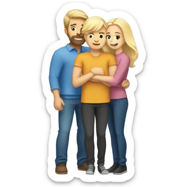 blonde couple hugging, a man with a blonde short beard and short blonde hair and a woman with long blonde hair sticker