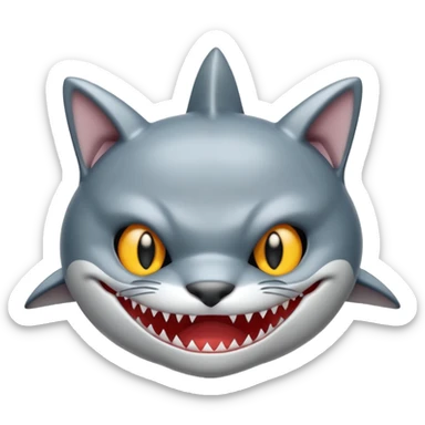 Cat ￼ head shark body sticker