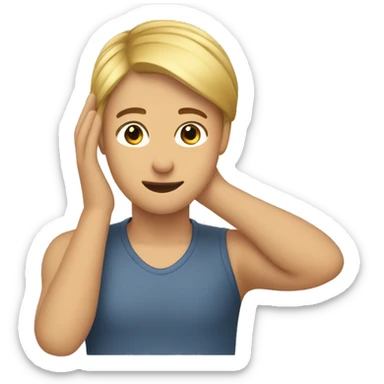 Person using hand to tuck hair behind their ear sticker