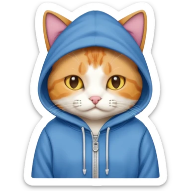 a cat wearing a hoodie sticker