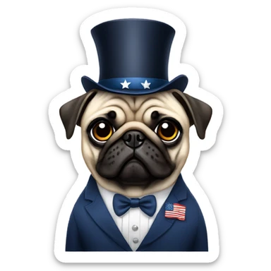 Pug wearing formals posing as the president of the United StatesUnited States sticker