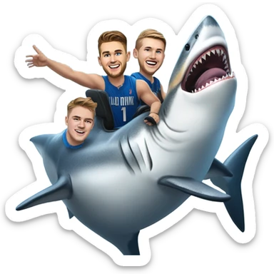 Luka doncic, dalton knecht, Austin reeves on a great white shark sticker