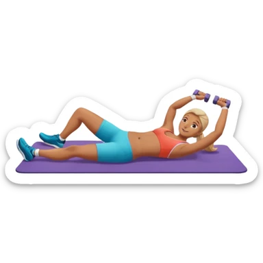 exercise mat with a figure lying and lifting legs sticker