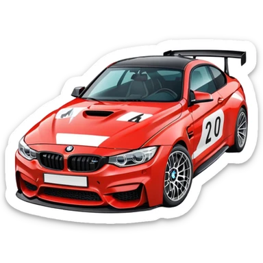 A retro sticker of a BMW M4 competition  sticker