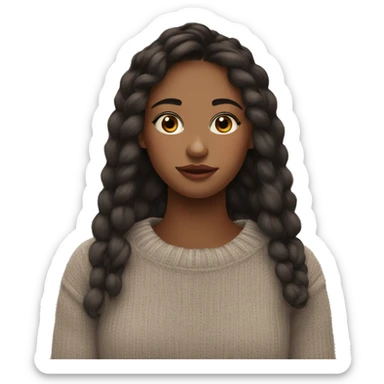 A girl without make-up, with natural beauty, with soft expressive lips in a jumper sticker