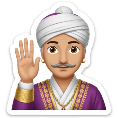 A turkish Sultan doing the quiet sign while his eyes are pure white sticker