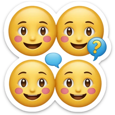 two emojis talking to each other, clear facial expressions, speech bubbles sticker