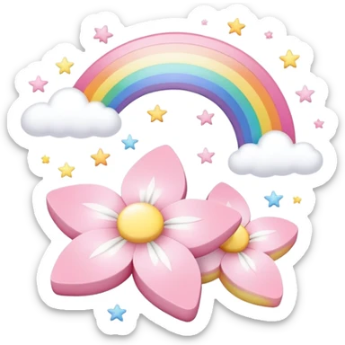 Cute Pastel pink and white Cherry Blossom Sakura Starburst Shooting Star Rainbow sticker