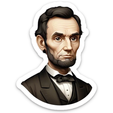 Cinematic Realistic Abraham Lincoln Portrait Emoji, depicted as a stoic iconic statesman with a tall dignified silhouette and thoughtful expression, rendered with detailed textures and dramatic historical lighting that captures his timeless presence. sticker