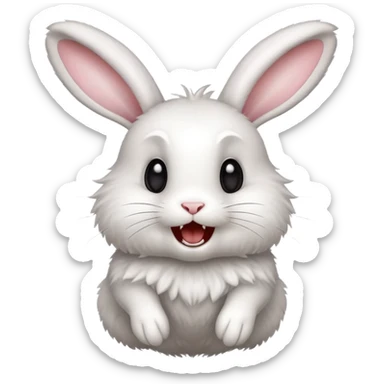 rabbit with buckteeth and crossed eyes jumping excitedly sticker