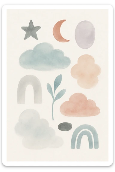 dream, watercolor style, abstract shapes, dreamy hues sticker