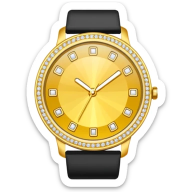 Crea un reloj de oro amarillo con muchos diamantes, sin la cara de fondo sticker