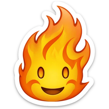 cartoon flame icon emoji with the word 'FIRE' in bold, comic font, thick black outline, eye-catching orange and yellow, clear and readable for chat and YouTube memberships sticker