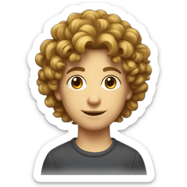 jeune garçon avec une tête au carré et un peu de cheveux bouclés  sticker