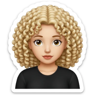 Blanquita con rizos y camisa negra  sticker